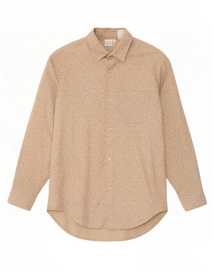 Benetton Mens Shirt Small Beige Floral Rayon