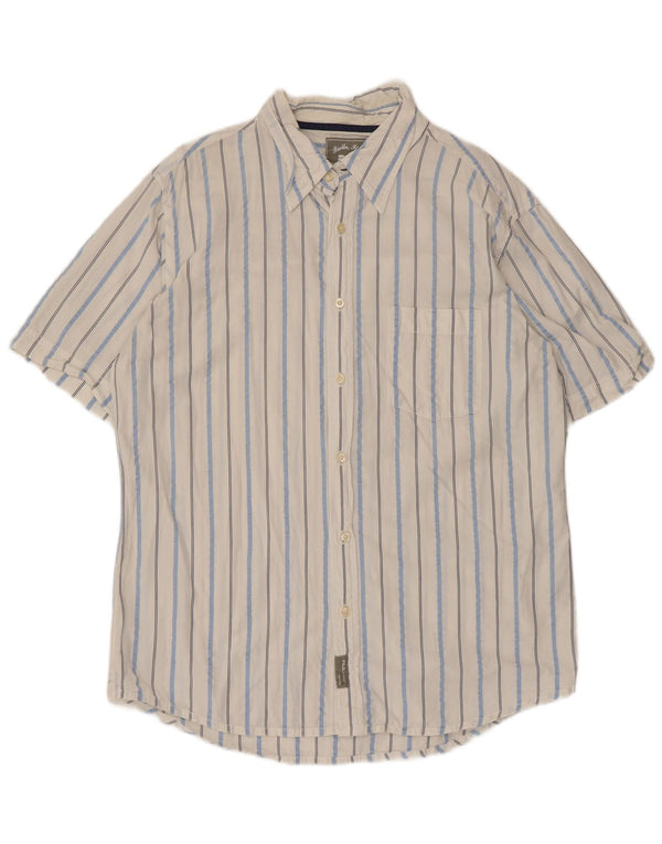 Fila Mens Short Sleeve Shirt Large White Pinstripe