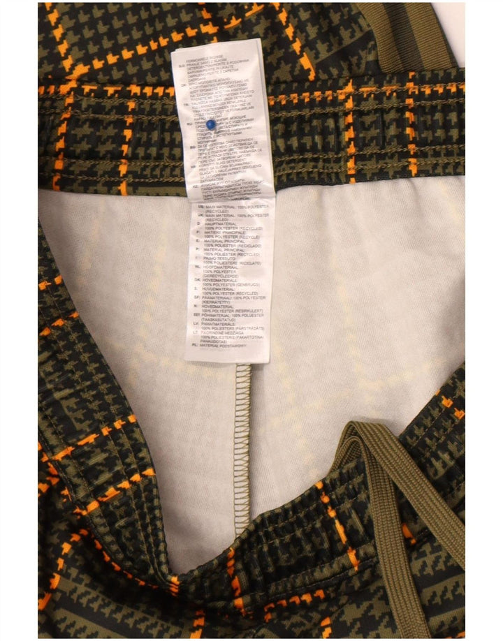 Adidas Mens Tracksuit Trousers Medium Green Houndstooth Polyester