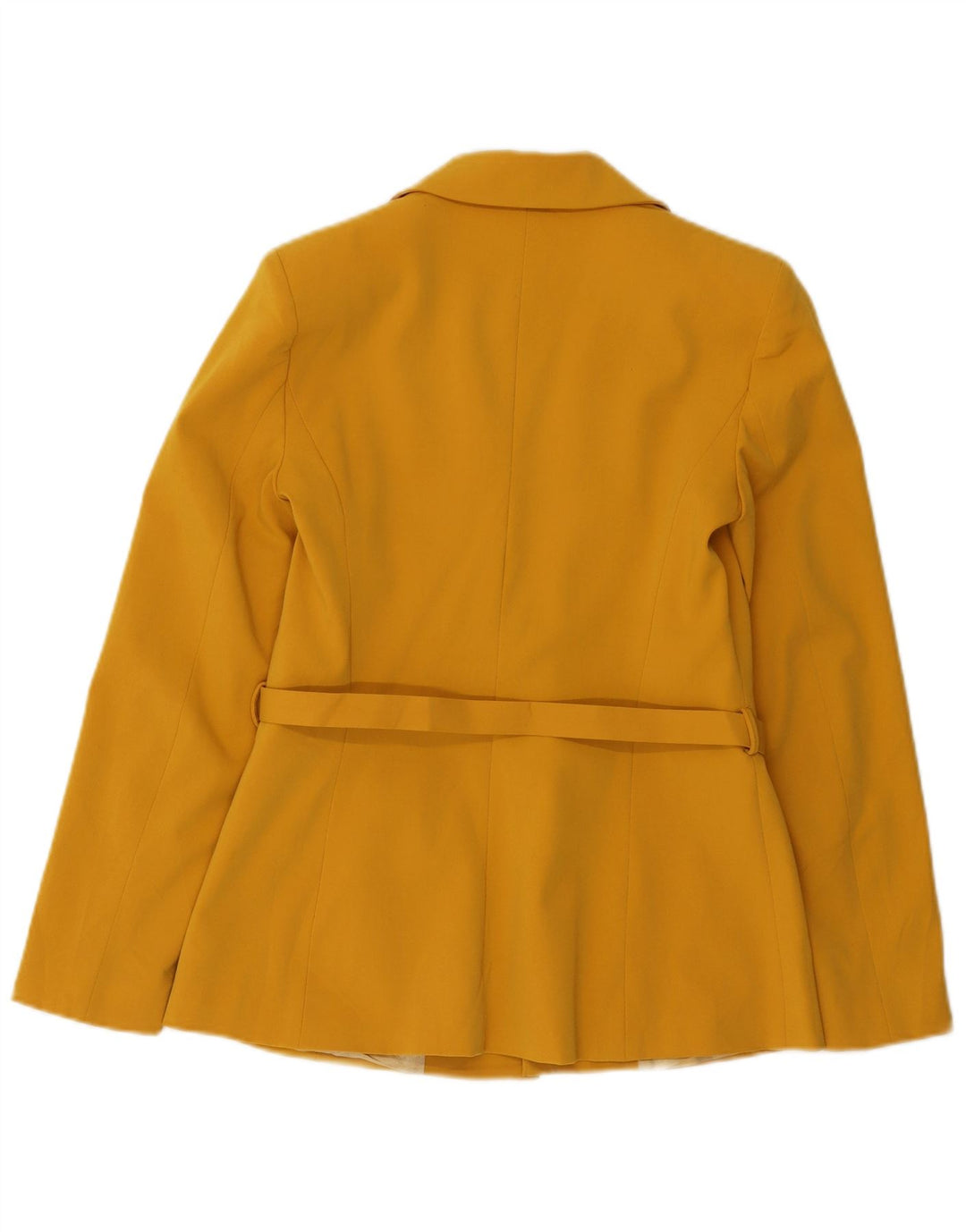 Zara Womens Belted Blazer Jacket UK 10 Small Yellow Polyester