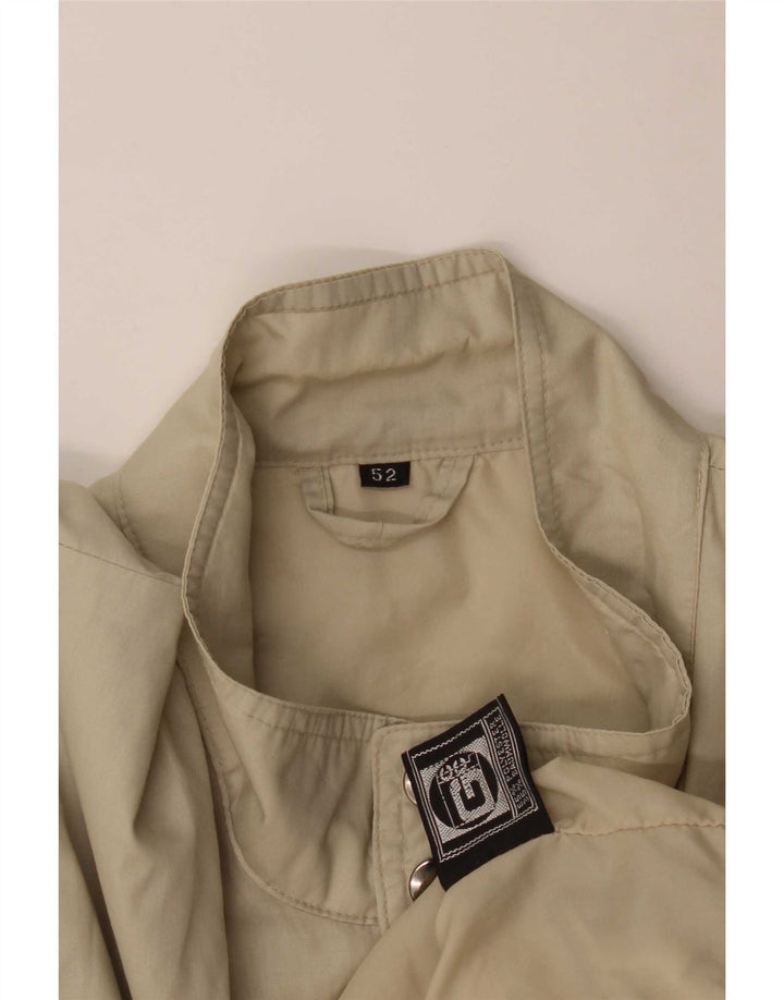 Vintage Mens Bomber Jacket IT 52 XL Beige Polyester