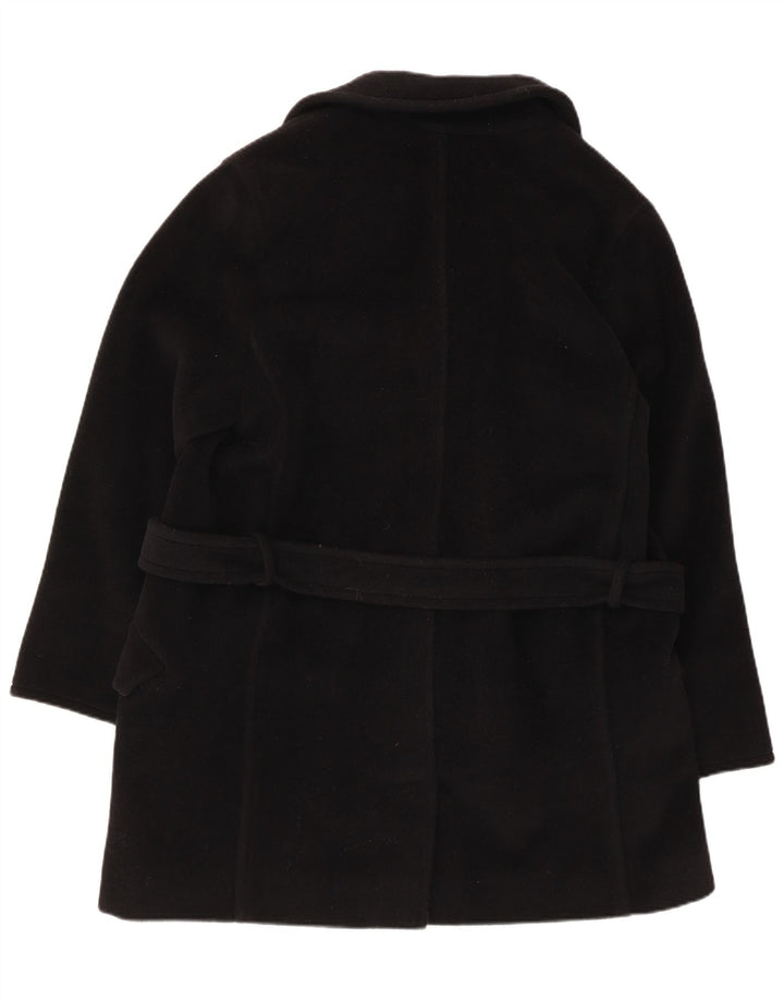 Marella Womens Double Breasted Coat UK 14 Medium Black Virgin Wool
