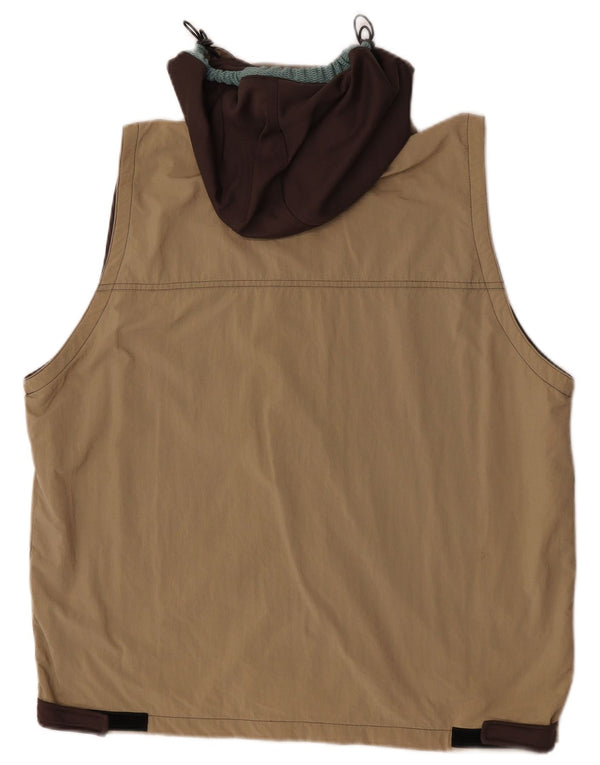 Diadora Mens Hooded Sleeveless Tracksuit Top Jacket XL Beige Colourblock