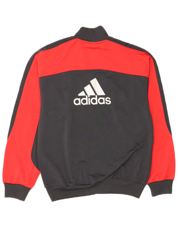 Adidas Boys Graphic Tracksuit Top Jacket 13-14 Years Grey Colourblock