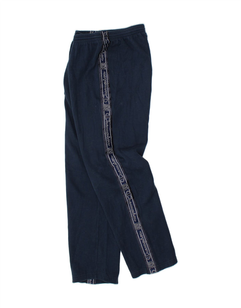 CHAMPION Mens Graphic Tracksuit Trousers Large Navy Blue Cotton Vintage Champion and Second-Hand Champion from Messina Hembry 