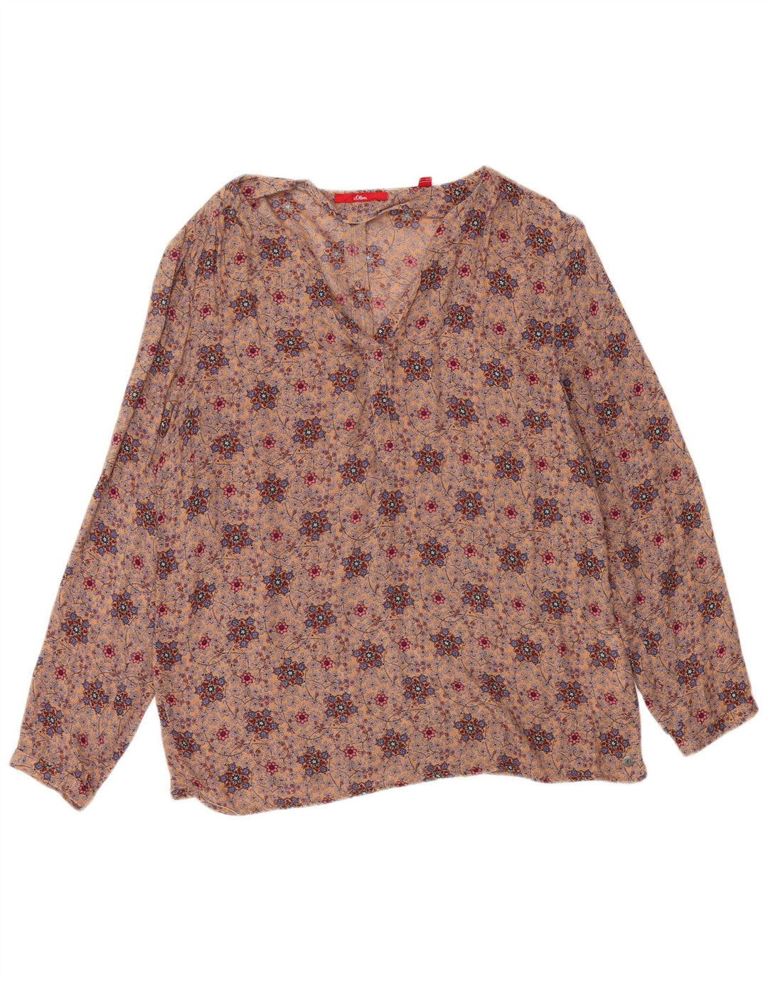 S.OLIVER Womens Oversized Long Sleeve Blouse Top EU 42 Large Pink Floral