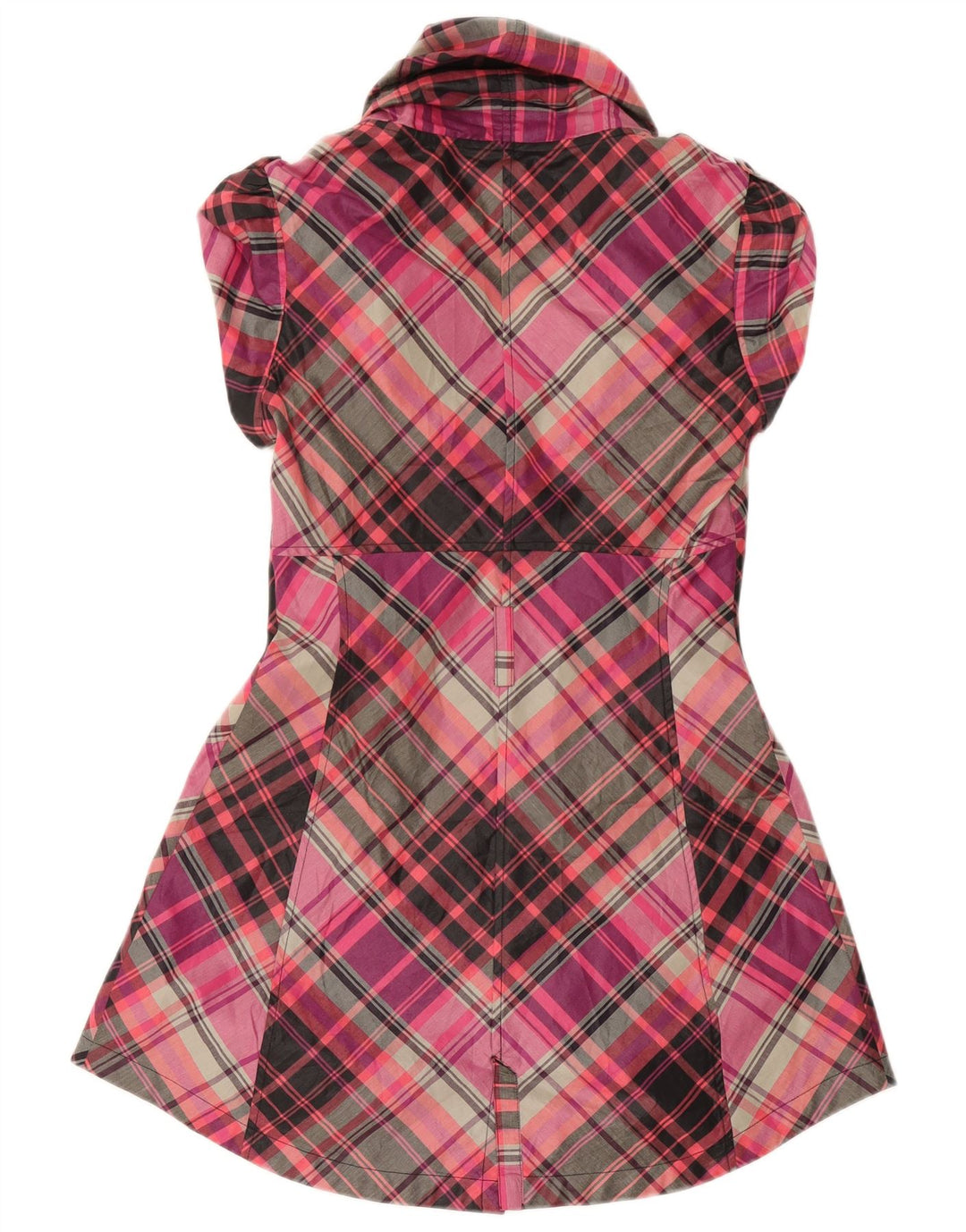 Ted Baker Womens Short Sleeves Shirt Dress Size 3 Medium Pink Check Cotton