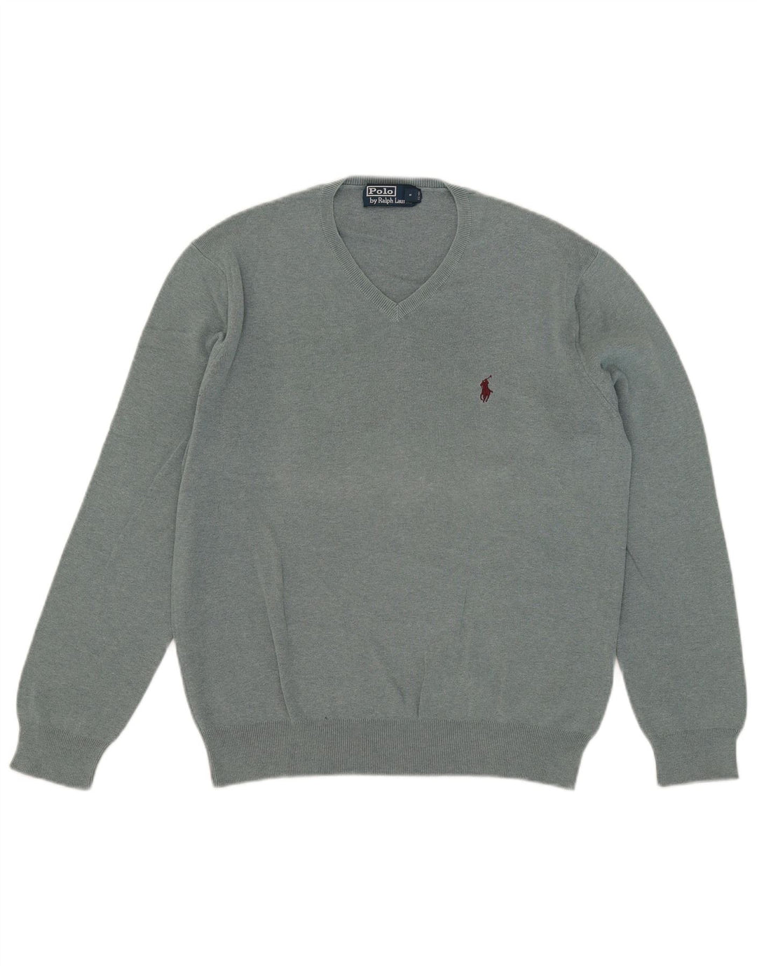 Polo Ralph Lauren Mens V-Neck Jumper Sweater Medium Grey Cotton