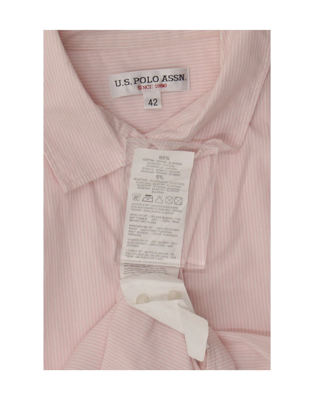 U.S. Polo Assn. Womens Shirt IT 42 Medium Pink Striped Cotton