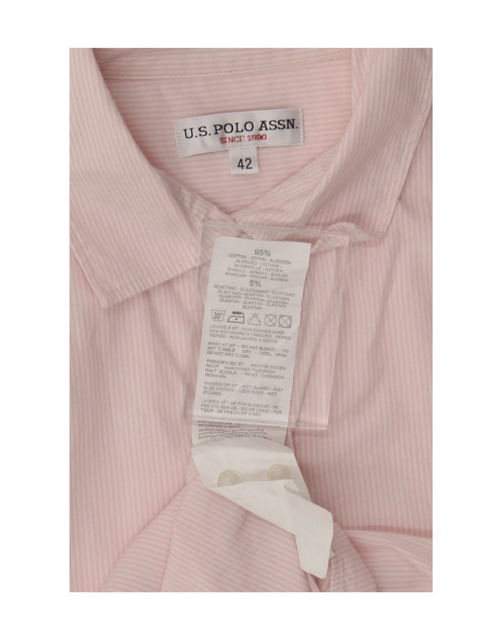 U.S. Polo Assn. Womens Shirt IT 42 Medium Pink Striped Cotton
