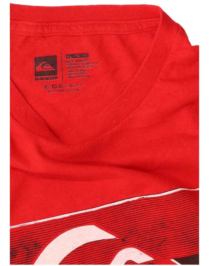 QUIKSILVER Mens Graphic T-Shirt Top XL Red Cotton