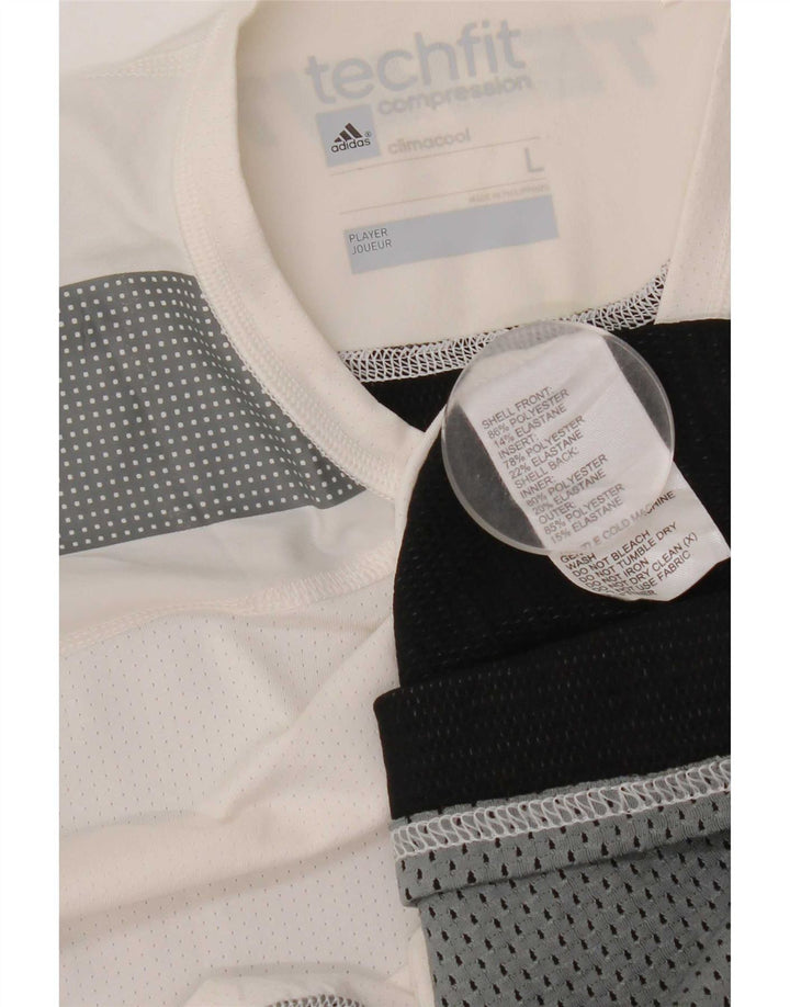 Adidas Mens Compression Graphic T-Shirt Top Large White Colourblock