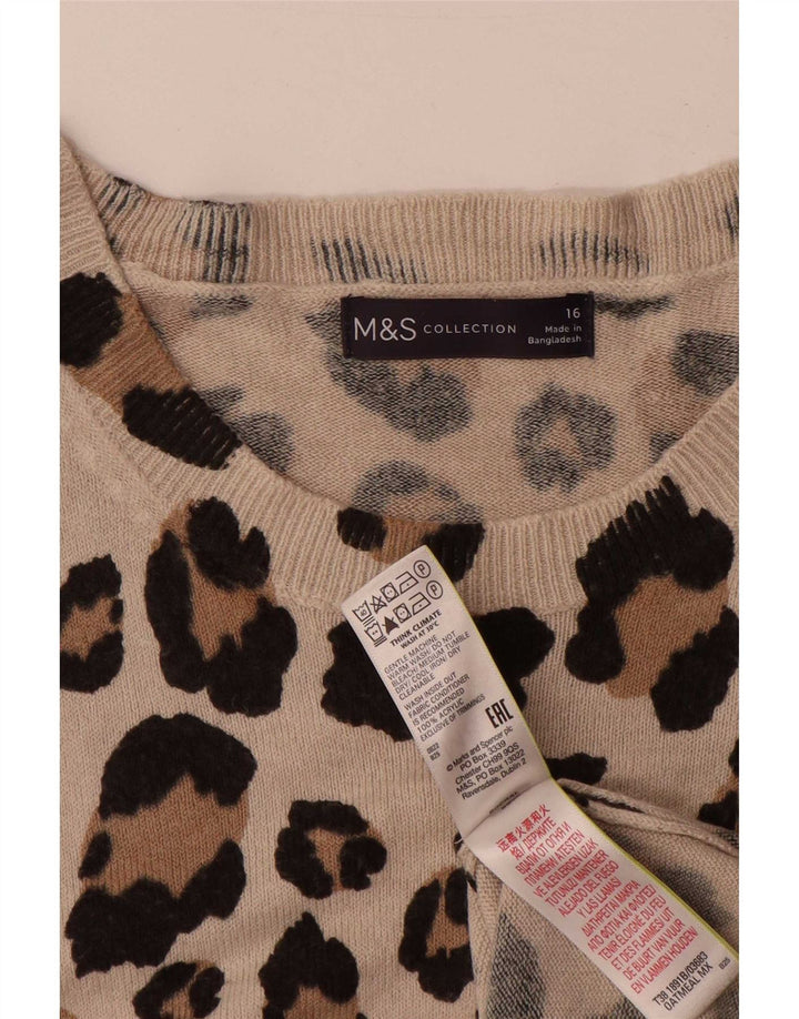 Marks & Spencer Womens Crew Neck Jumper Sweater UK 16 Large Beige