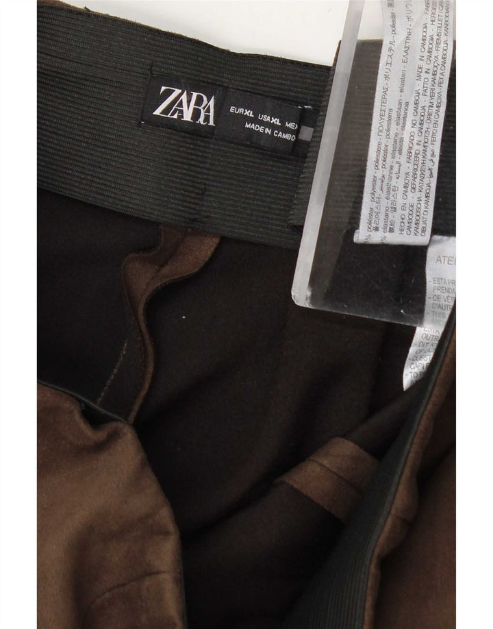 Zara Womens Skinny Trousers XL W32 L27 Brown Polyester