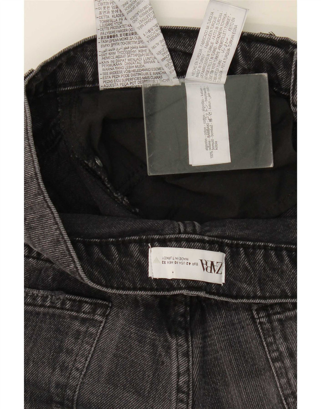 Zara Womens Straight Jeans EU 42 Large W32 L31 Grey Check Cotton