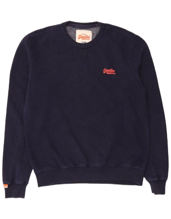 Superdry Mens Sweatshirt Jumper Large Navy Blue Cotton