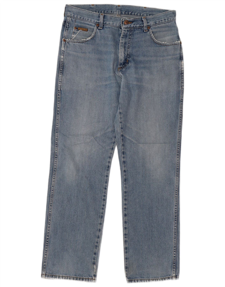 Wrangler Mens Straight Jeans W33 L30 Blue Cotton