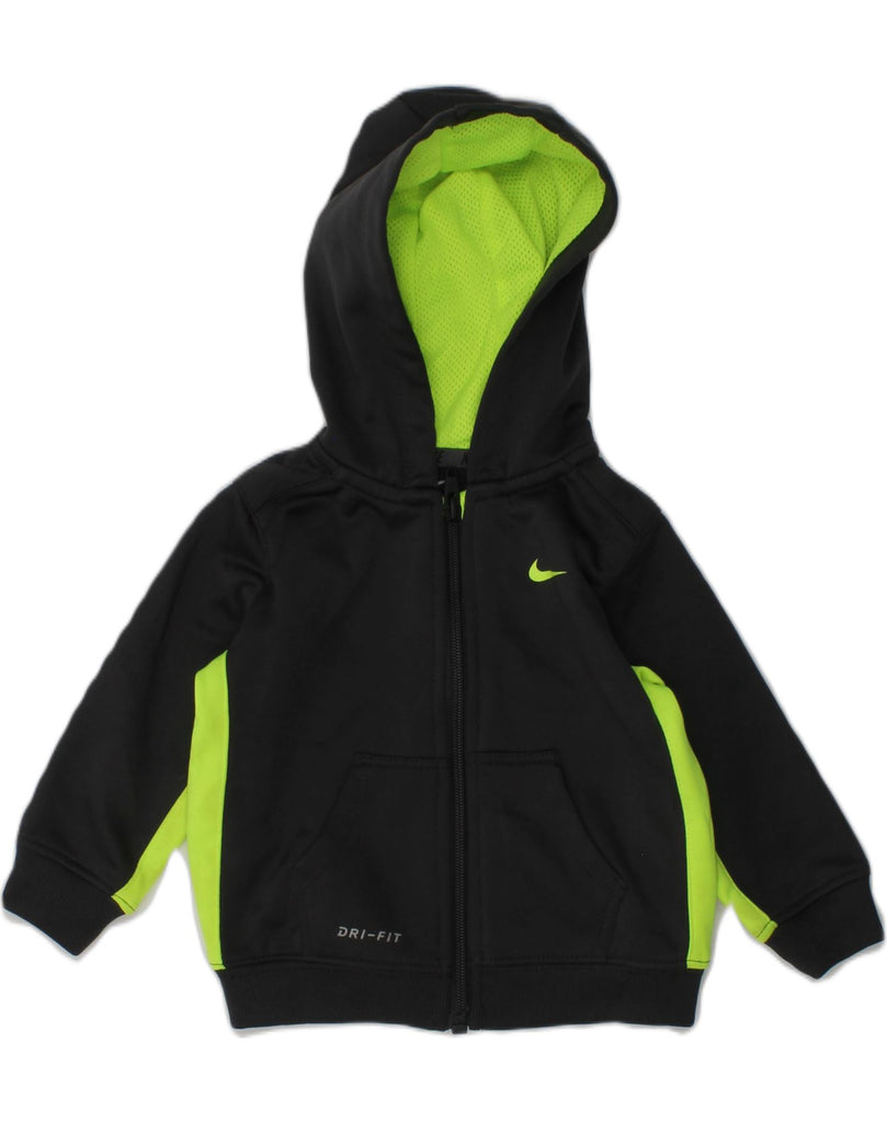 NIKE Baby Boys Dri Fit Zip Hoodie Sweater 9-12 Months Black Colourblock | Vintage Nike | Thrift | Second-Hand Nike | Used Clothing | Messina Hembry 