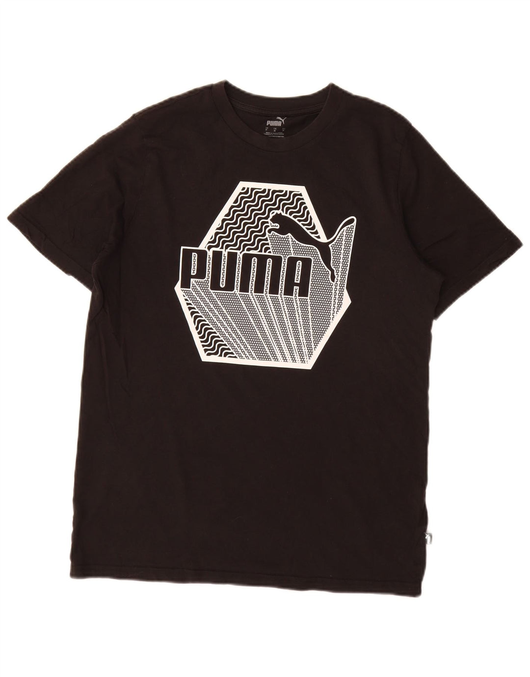 Puma Mens Graphic T-Shirt Top Medium Black Cotton