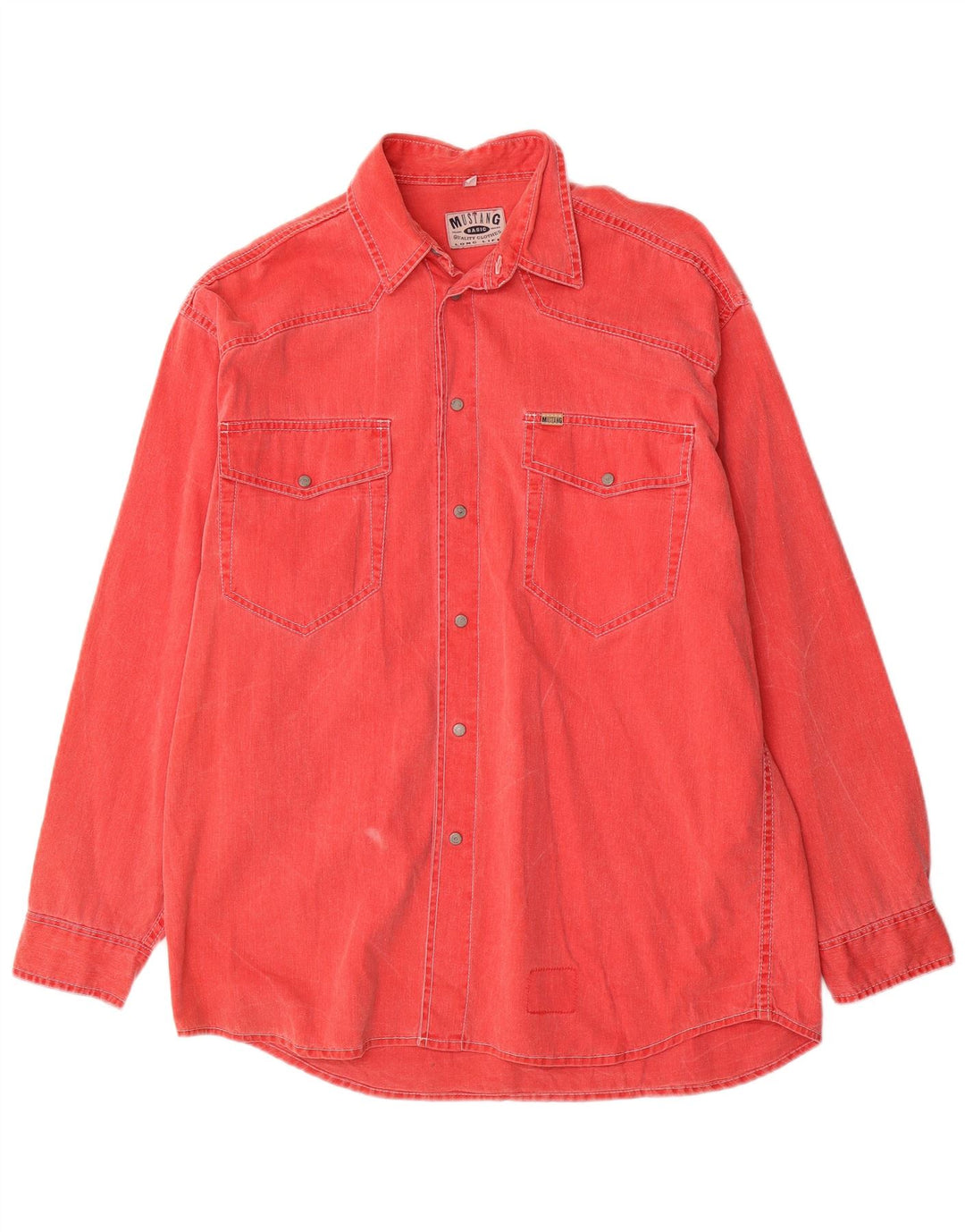 Mustang Mens Denim Shirt Medium Red