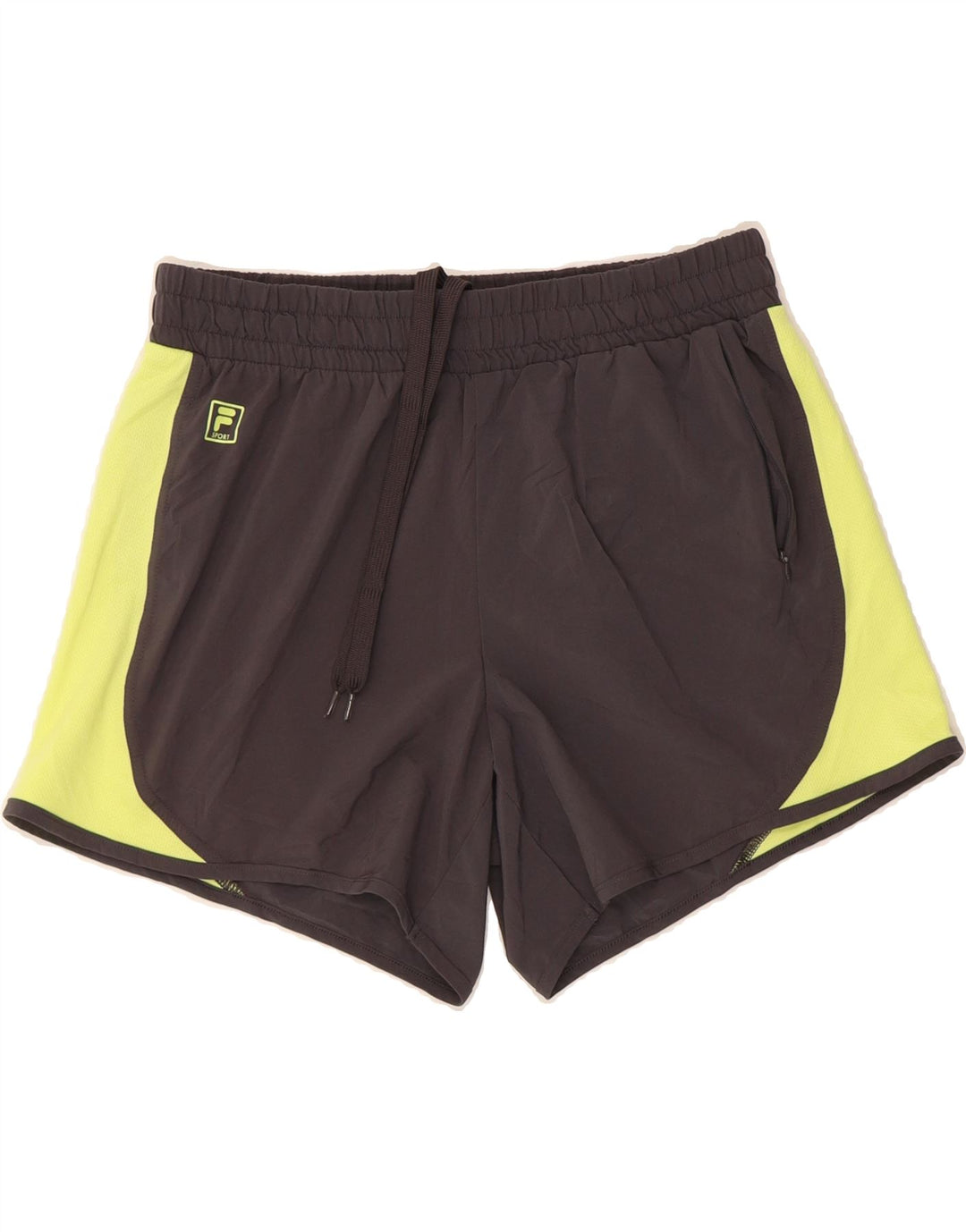 FILA Womens Sport Shorts UK 14 Medium Grey Colourblock Polyester Vintage Fila and Second-Hand Fila from Messina Hembry 
