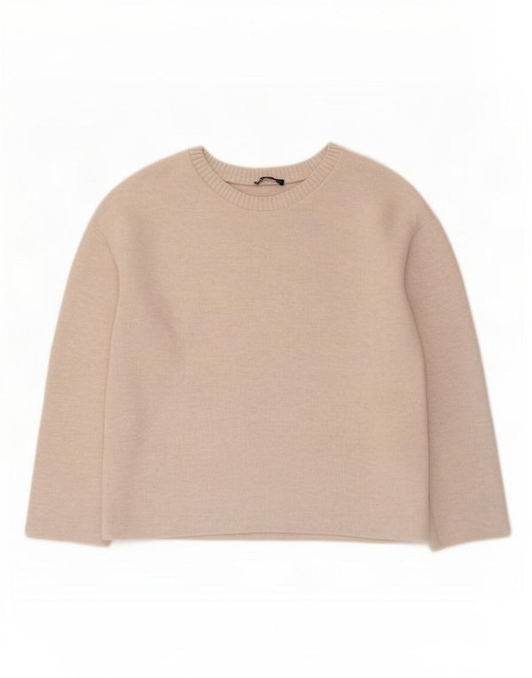 Zara Womens Boat Neck Jumper Sweater UK 14 Medium Beige