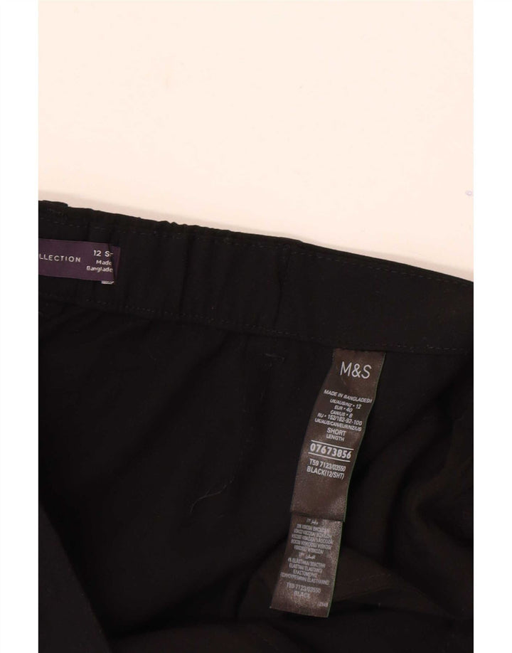 Marks & Spencer Womens Straight Suit Trousers UK 12 Medium W30 L26 Black