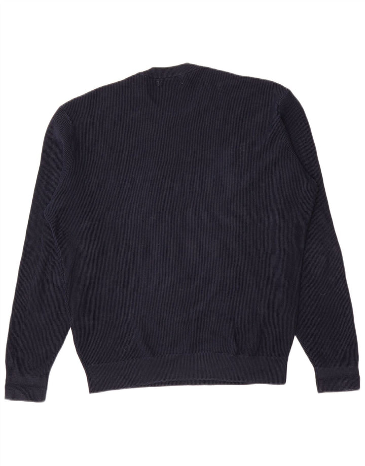 Zara Mens Crew Neck Jumper Sweater Medium Navy Blue
