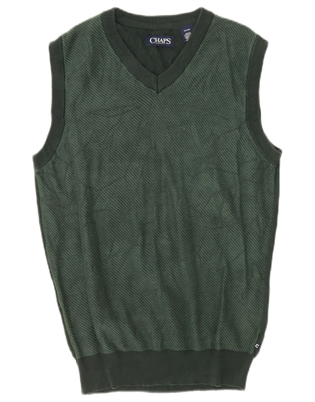 Chaps Mens Vest Tank Top Small Green Cotton