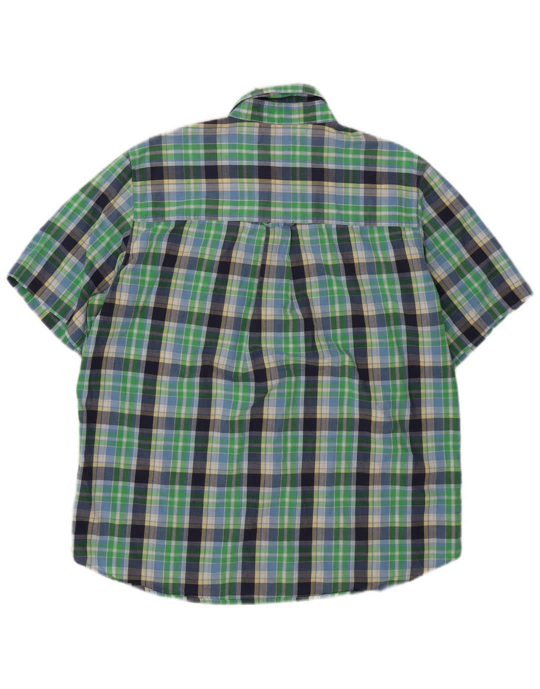 Chaps Mens Easy Care Short Sleeve Shirt Large Green Check Cotton