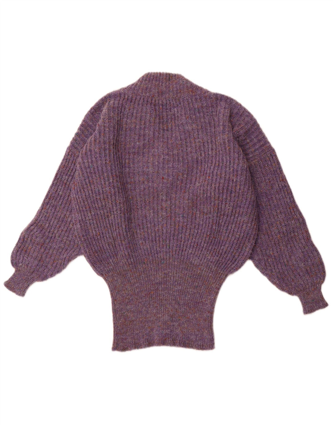 VINTAGE Womens Oversized V-Neck Jumper Sweater UK 16 Large Purple Flecked