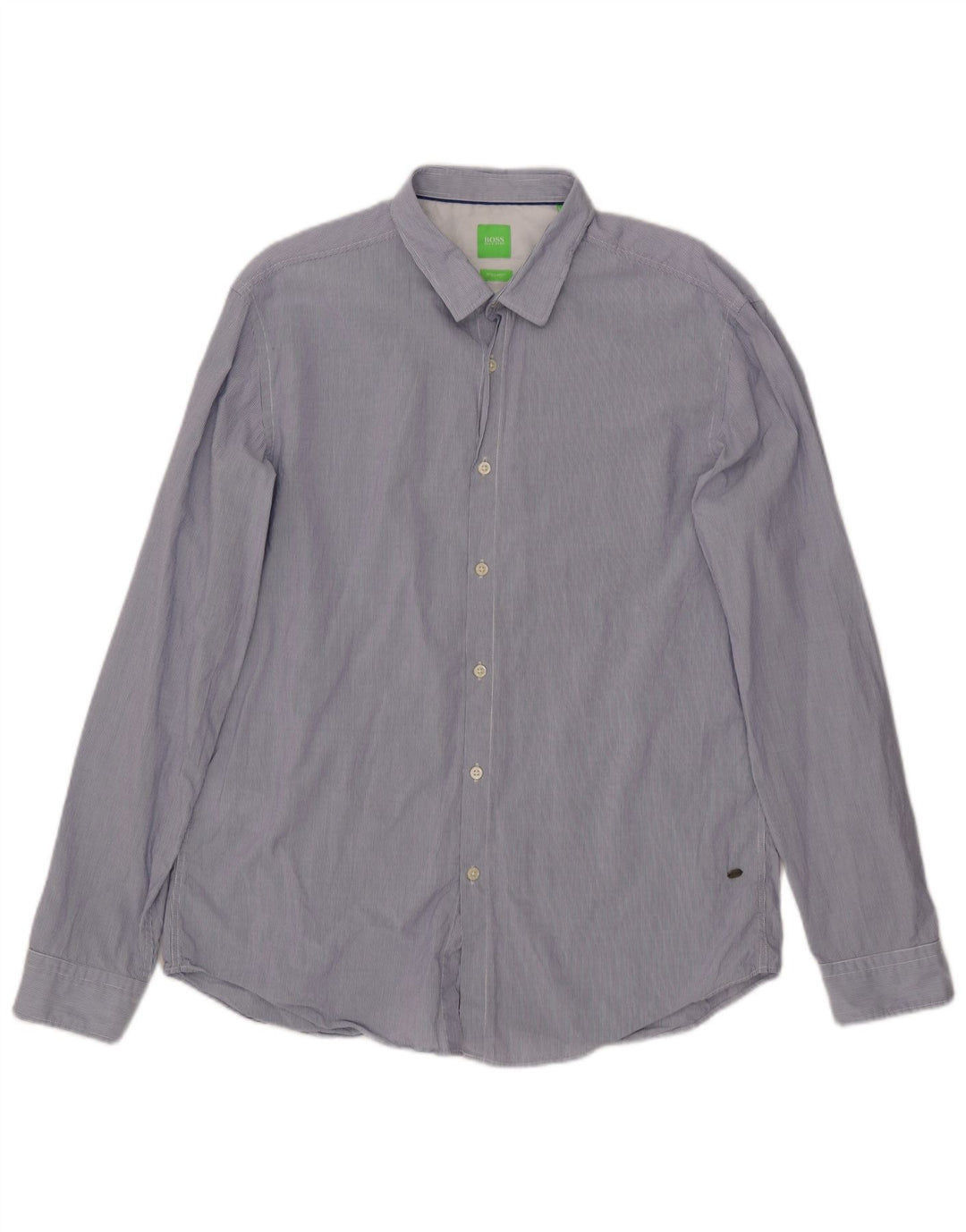 Hugo Boss Mens Regular Fit Shirt XL Blue Pinstripe Cotton