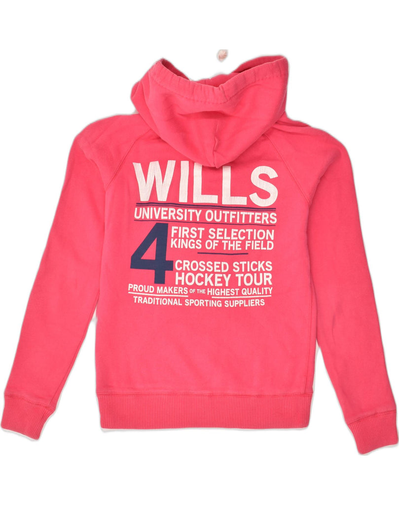 JACK WILLS Womens Graphic Hoodie Jumper UK 8 Small  Pink Cotton | Vintage Jack Wills | Thrift | Second-Hand Jack Wills | Used Clothing | Messina Hembry 