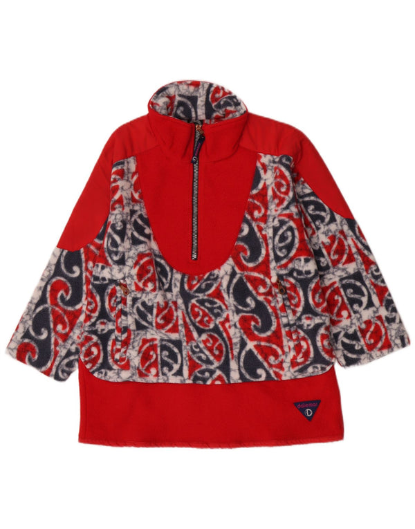 VINTAGE Womens Zip Neck Fleece Jumper UK 16 Large Red Paisley
