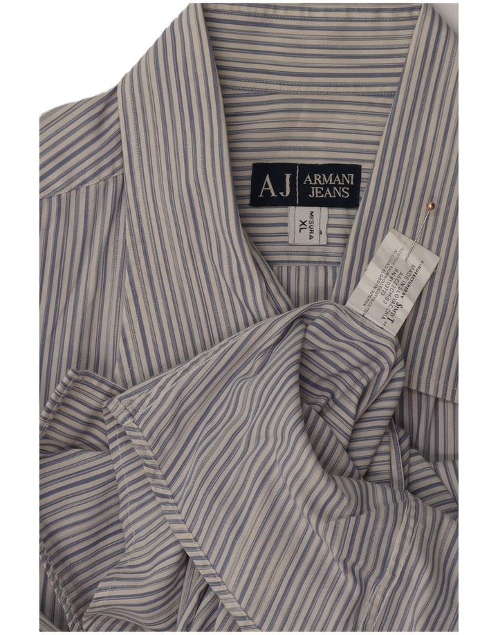 ARMANI JEANS Mens Shirt XL Blue Striped Cotton