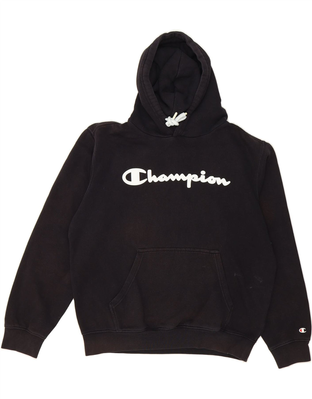 CHAMPION Mens Graphic Hoodie Jumper Large Black Cotton Vintage Champion and Second-Hand Champion from Messina Hembry 