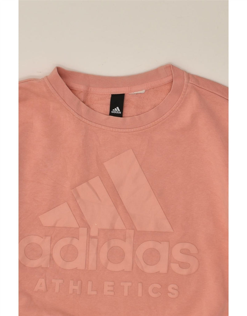 ADIDAS Womens Graphic Sweatshirt Jumper UK 16 Large Pink | Vintage Adidas | Thrift | Second-Hand Adidas | Used Clothing | Messina Hembry 