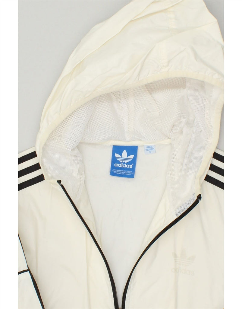 ADIDAS Womens Hooded Tracksuit Top Jacket UK 10 Small White Colourblock | Vintage Adidas | Thrift | Second-Hand Adidas | Used Clothing | Messina Hembry 