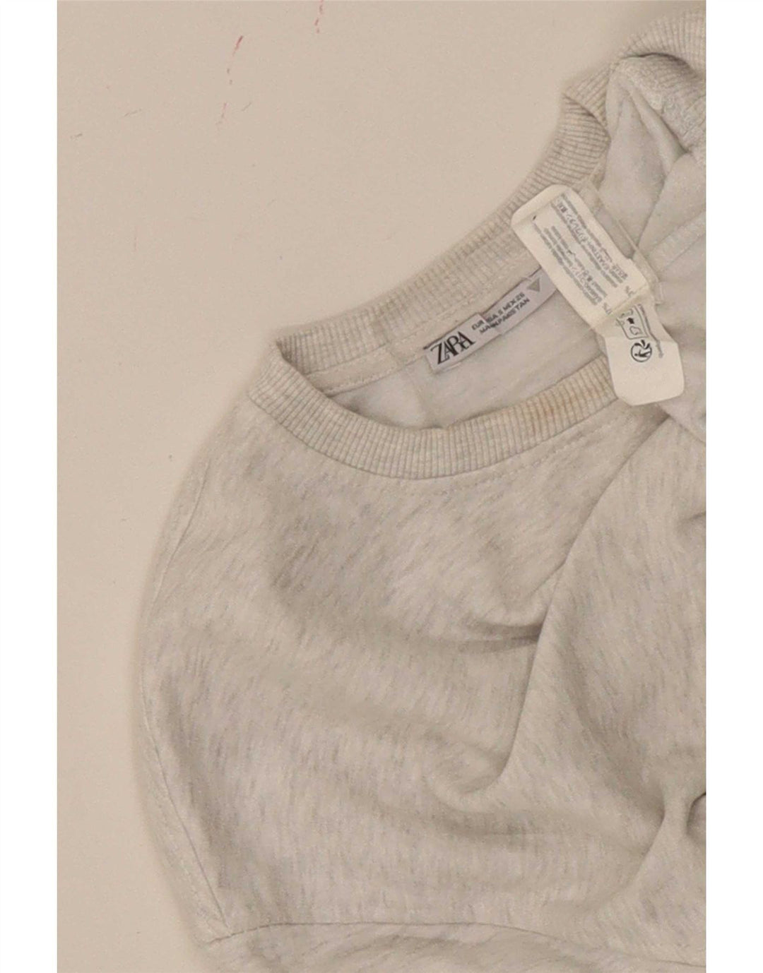 Zara Womens Oversized Crop Sweatshirt Jumper UK 10 Small Grey Flecked