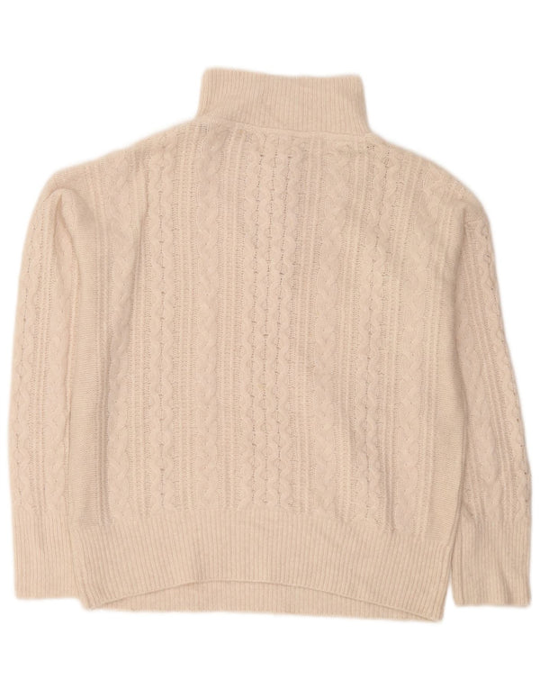 Fat Face Womens Oversized Zip Neck Jumper Sweater UK 12 Medium Off White
