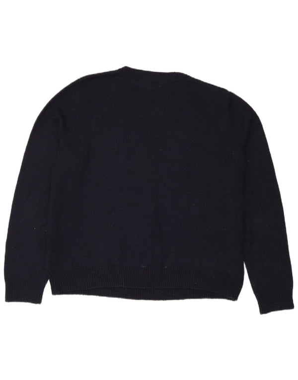Marks & Spencer Womens Crew Neck Jumper Sweater UK 18 XL Navy Blue Christma