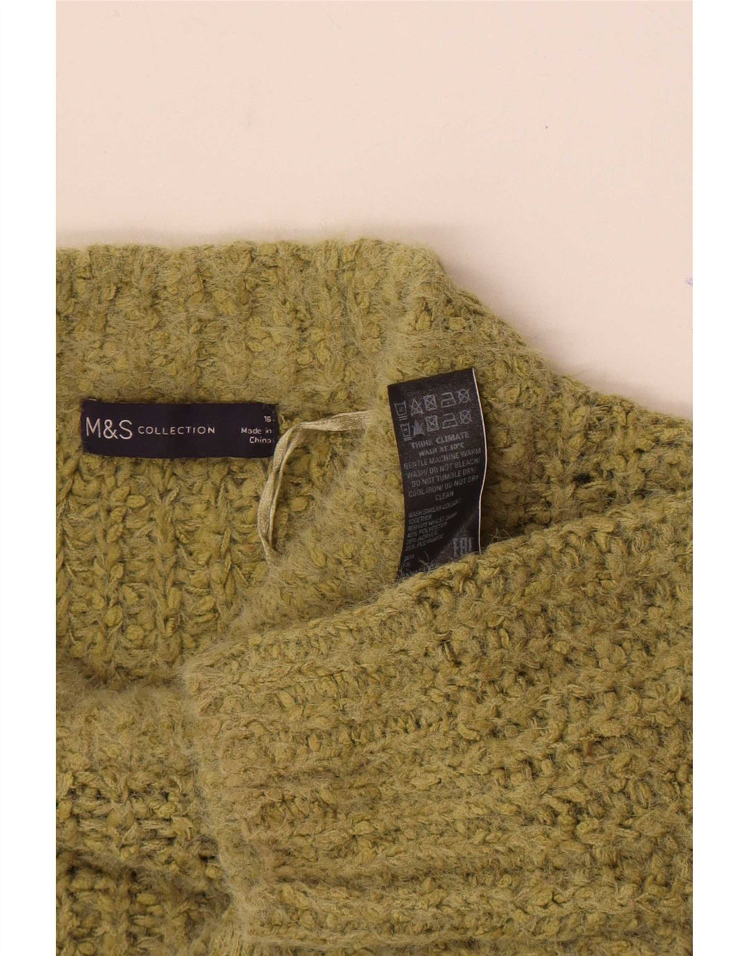 Marks & Spencer Womens Turtle Neck Jumper Sweater UK 16 Large Khaki