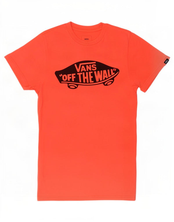 Vans Mens Custom Fit Graphic T-Shirt Top XS Orange Cotton