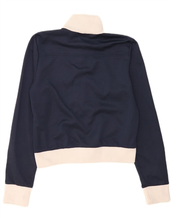 Zara Womens Crop Tracksuit Top Jacket UK 14 Medium Navy Blue Colourblock