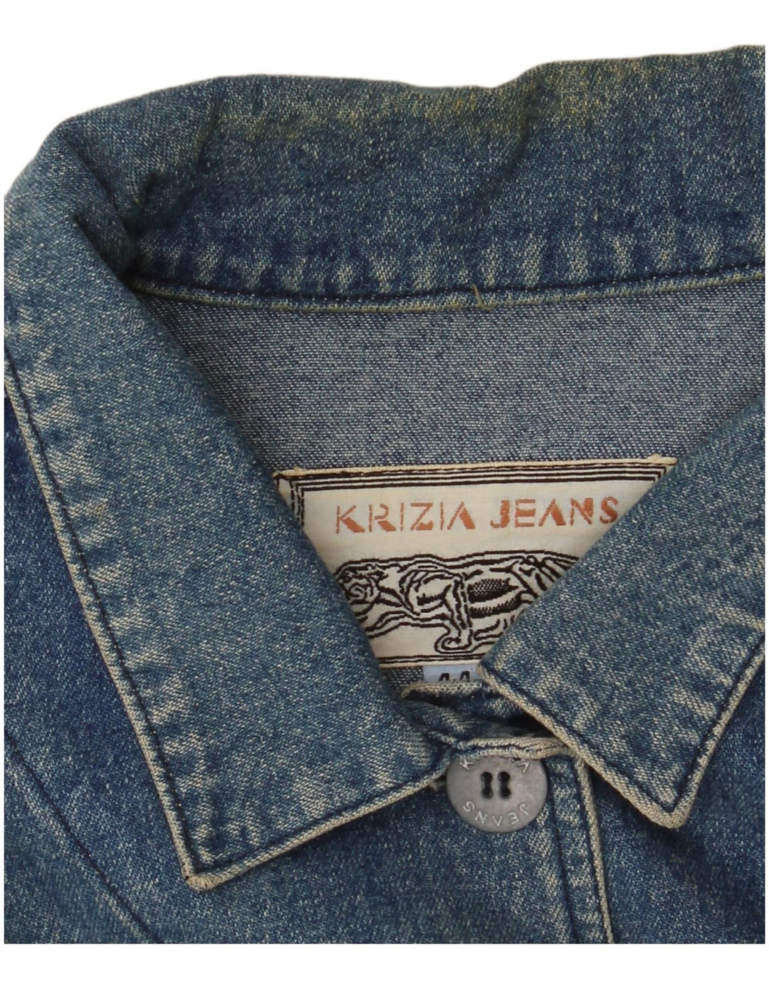 KRIZIA JEANS Womens Oversized Crop Denim Jacket IT 44 Medium Blue Floral