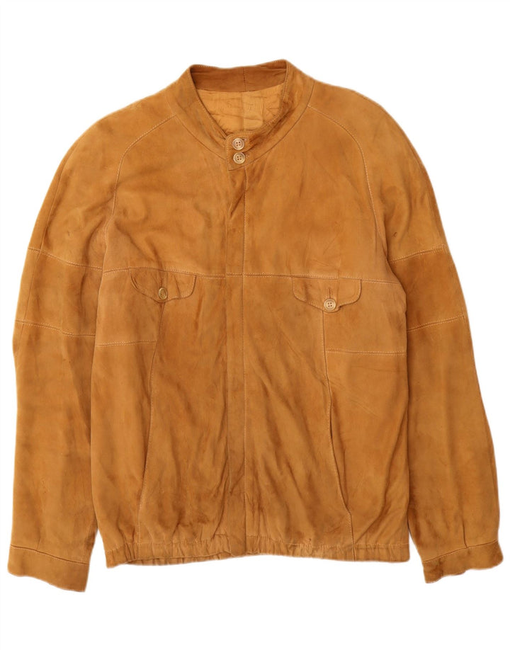 Vintage Mens Suede Bomber Jacket UK 38 Medium Brown