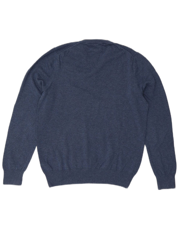 Marks & Spencer Mens V-Neck Jumper Sweater Medium Blue Cotton
