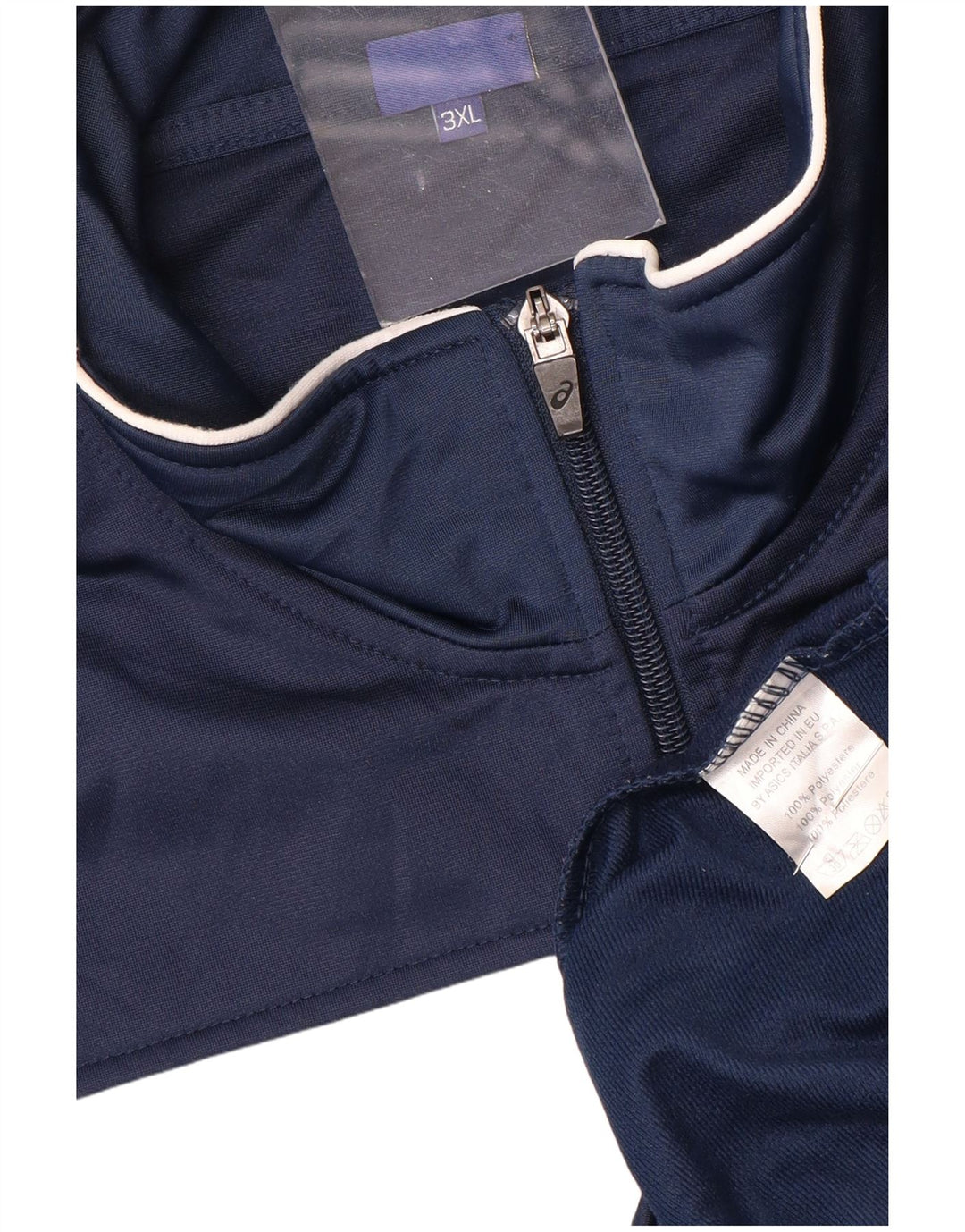 ASICS Mens Graphic Tracksuit Top Jacket 3XL Navy Blue Colourblock