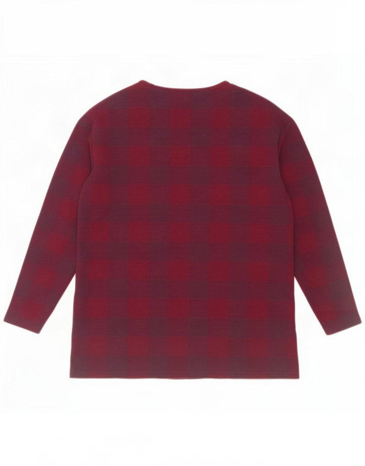 Marks & Spencer Womens Top Long Sleeve UK 14 Large Purple Check Polyester
