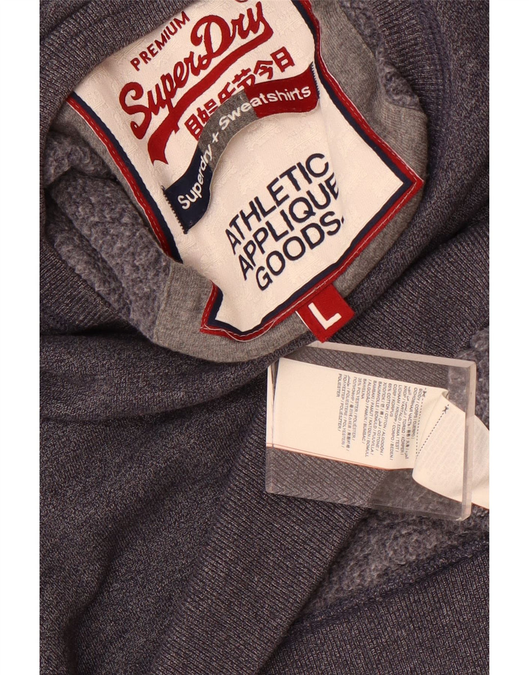 Superdry Mens Graphic Sweatshirt Jumper Large Navy Blue Flecked Cotton